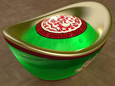  Chinese gold Ingot  3D model