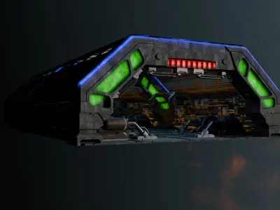 sci-fi modular interior space station 3D model