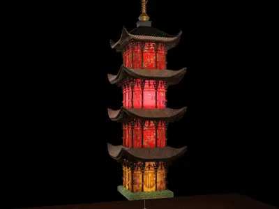 Chinese palace tower lantern  3D model