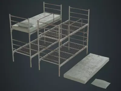 Bunk Bed 1B Low-poly 3D model