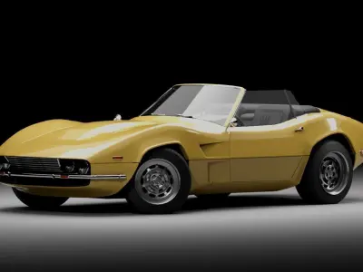70s muscle-sports roadster Low-poly 3D model