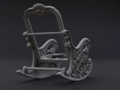 Rocking chair in classic style   for CNC manufacturing STL 3D print model