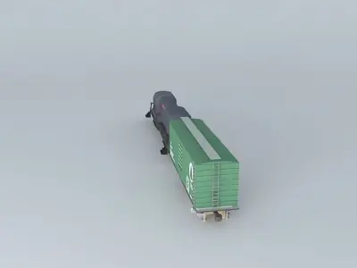 DIESEL ENGINE WITH ONE FREIGHT CAR 3D model