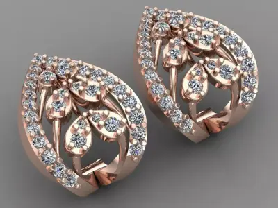 Rose Gold Diamond Women Earring 3D print Model 3D print model purchase
