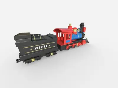Toy train Free low-poly 3D model