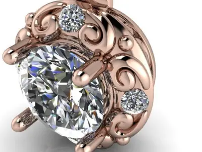 Intricate Antique Scroll ArtDeco Diamond Pendant Necklace 3D print model