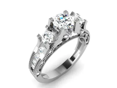Women Engagement Wedding Princess Stone Ring  3D print model