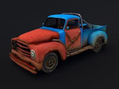 Old rusty truck Low-poly 3D model