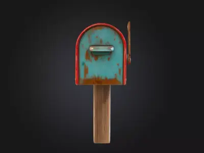 Rustic Mailbox Low-poly 3D model
