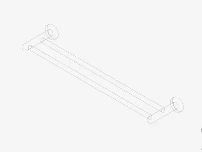 Towel Rail - Double - Luxury - Round - 600 - Round Plate Low-poly 3D model