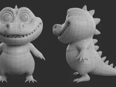 Crocodile  Cartoon Low-poly 3D model
