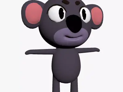 Cartoon Koala Character Low-poly 3D model