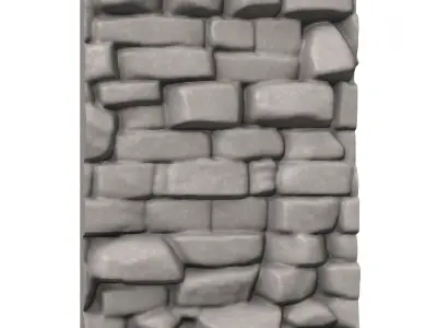 Low Poly Stone Wall Section 3D print model