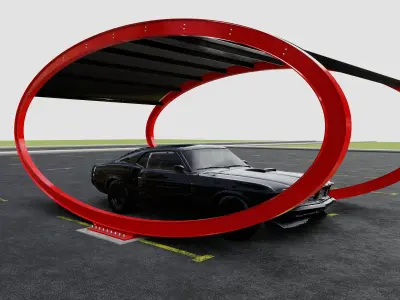 ELLIPSE TYPE SOLAR CARPORT TYPE-1 3D model