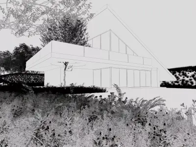 Modern Sloped Roof Pool Villa 3D model