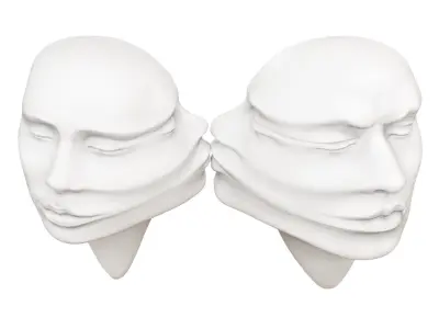 Bas-relief of a female male face-Kiss 3D model