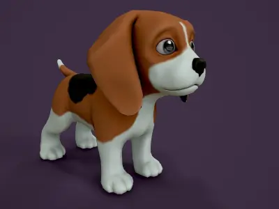 Beagle 3D Model dog Low-poly 3D model