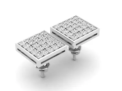 AV 493 Diamond Square Men Hip Hop Iced Stud Earrings 3D print model