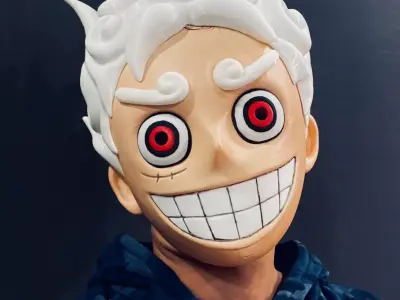 Luffy Gear 5 Head Decor Mask - Wearable - One Piece Cosplay 3D print model