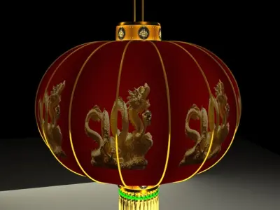 Chinese red lantern 3D model 48