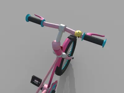 Bicycle Pink Low-poly 3D model
