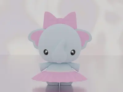 The elephant in dress 3D print model