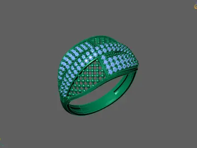 Women Ring With Stone Diamond Ready STL 3DM Models Womens Rings 3D print model 6