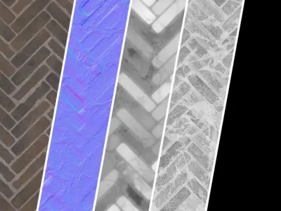Pavement Materials 46- HerringBone Stone Paving  Sbsar Seamless Texture