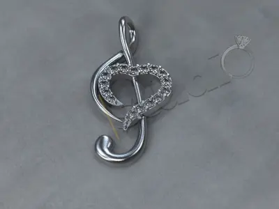Cute Luxury little music note pendant heart with gems  3d model 3D print model