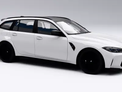 BMW M3 Touring 2023 Low-poly 3D model