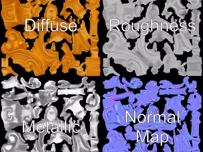 Elegant Gold Ornament model pack Low-poly 3D model