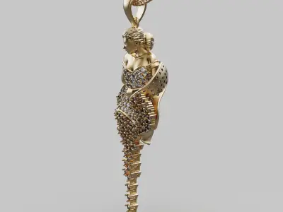 Woman pendant silver gold jewelry printable 3D model 3D print model