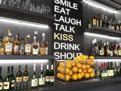 Modern Bar Counter Interior Model 2 - 3ds Max - Corona 3D model 3D model