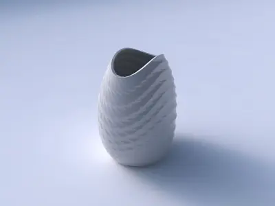 Bowl compressed with sections and twisted lines 3D print model