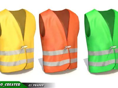 Worker Vest Collection Pack Lowpoly 3D model