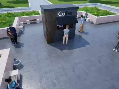 Public Park Landscape Coffee shop and chairs set 3D model