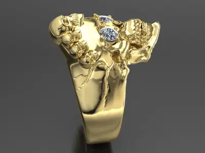 Diamond Skull Ring 3D Model 3D print model