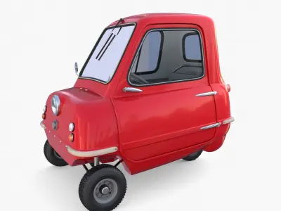 Peel P50 Red with interior and chassis 3D model