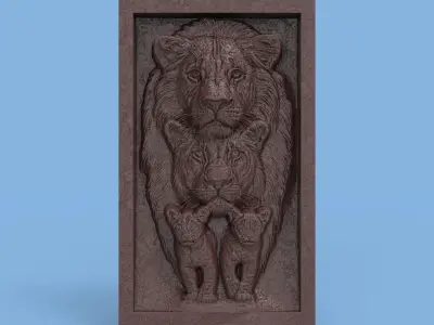lion family cnc  3D print model