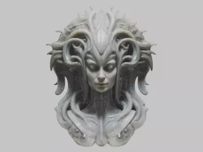 Alien Hr giger woman head marble bust Low-poly 3D model