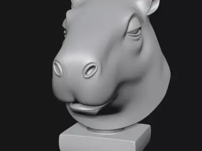 Capybara head sculpture 3D print model