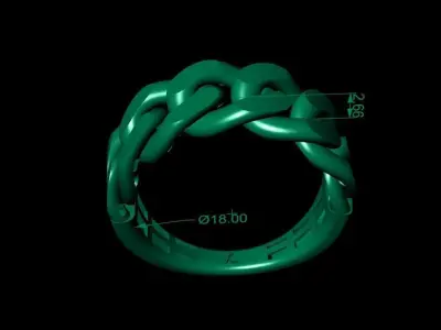 Chain ring - Miami Cuban ring - Link ring - print model 3D print model