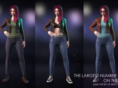 Streetwear Casual Girls Pack - Realistic Stylized Character Low-poly 3D model