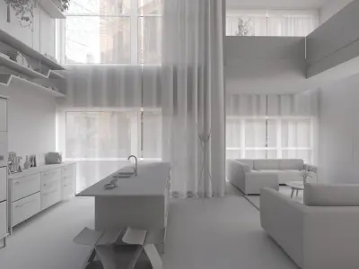 The Glass Blocks Duplex Interior Scene 3D model