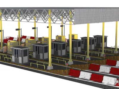 Toll Plaza Station model Low-poly 3D model