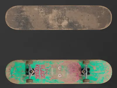 Old Skateboard Low-poly 3D model