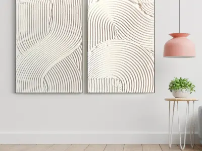 Plaster Two Photo Frame 61 Low-poly 3D model