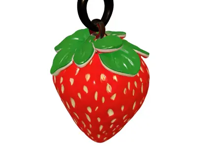 Golden Strawberry Enamel Charm Pendant Low-poly 3D model