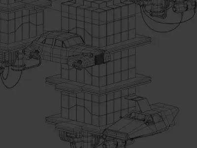 City of the future Low-poly 3D model