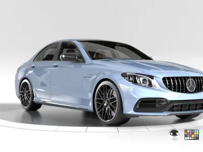 Mercedes C63 Sedan -Rigged- Render Ready-unreal-vray-redshift 3D model